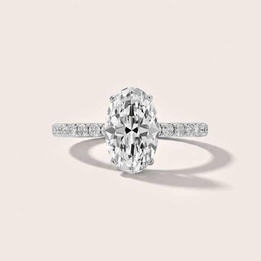 Juna French Pavé Solitaire Oval Diamond Engagement Ring in Platinum [studio-20261024]