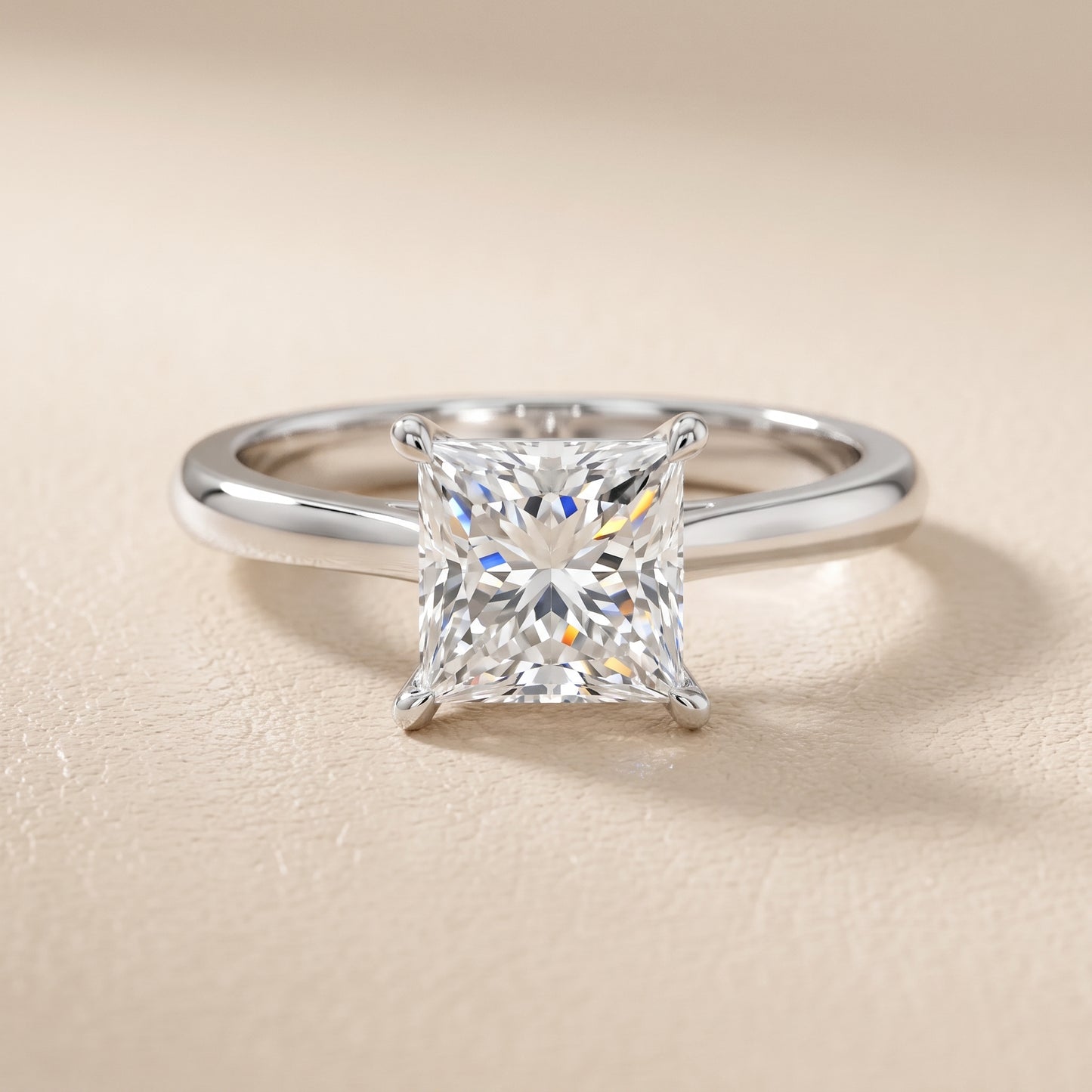Kalia Knife Edge Solitaire Princess Diamond Engagement Ring in Silver - front.jpg