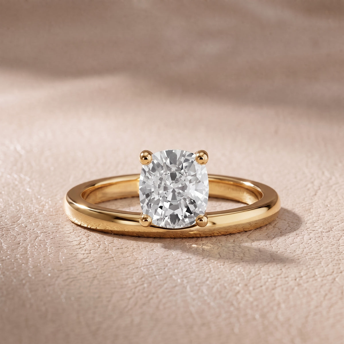Maisie Four Prong Solitaire Cushion Diamond Engagement Ring in Yellow Gold - front.jpg