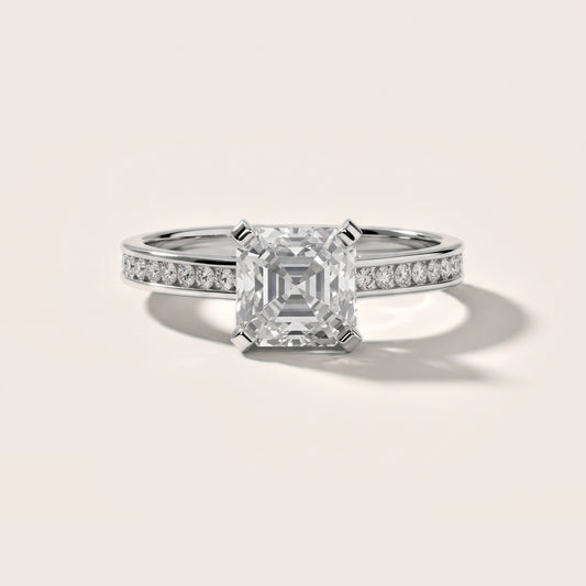 Tessa Solitaire Channel Set Asscher Diamond Engagement Ring in Platinum [studio-20261024]