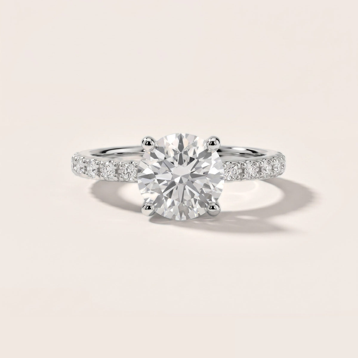 Autumn Statement Pavé Round Diamond Engagement Ring in White Gold - front.jpg