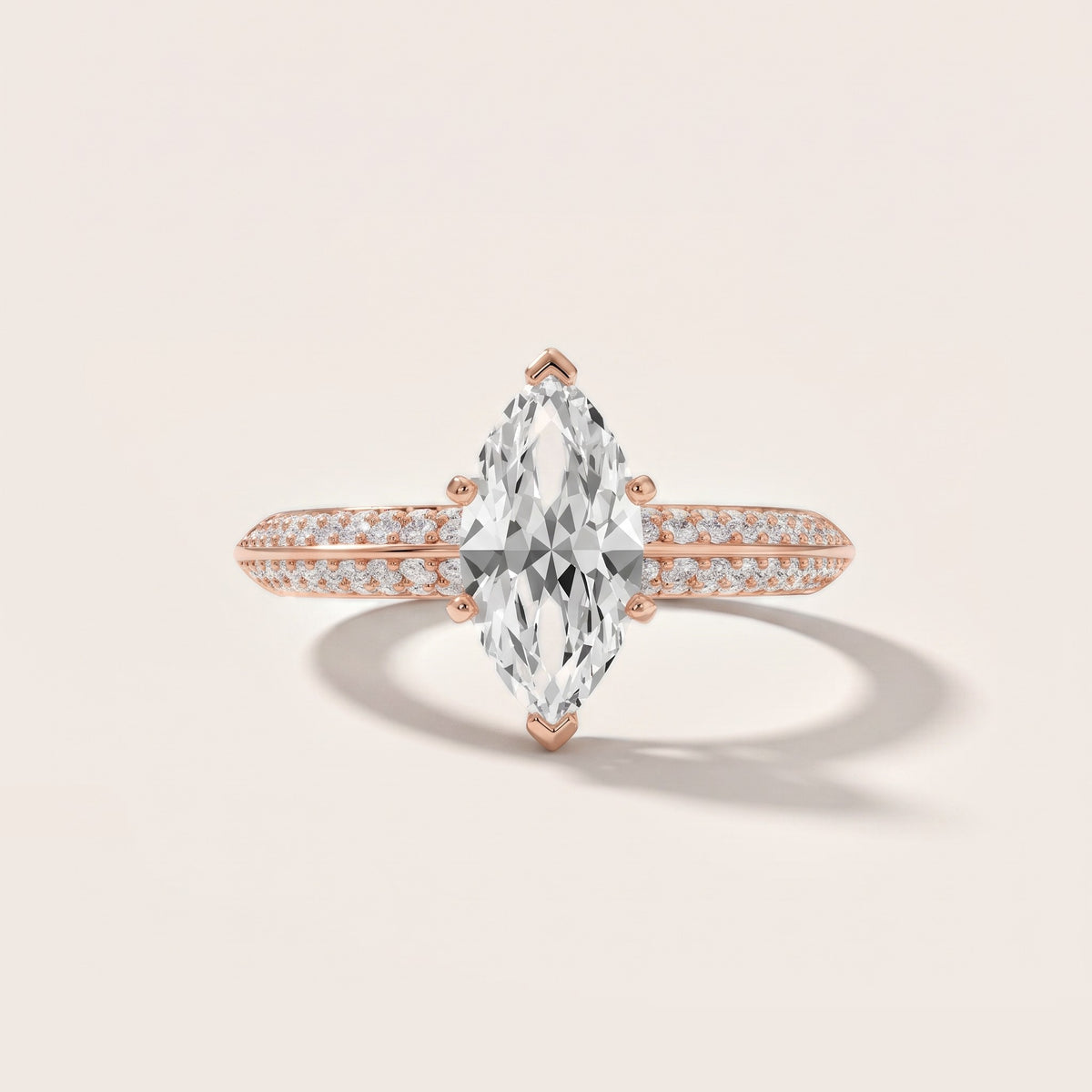 Lorna Knife Edge Pavé Marquise Diamond Engagement Ring in Rose Gold - front.jpg