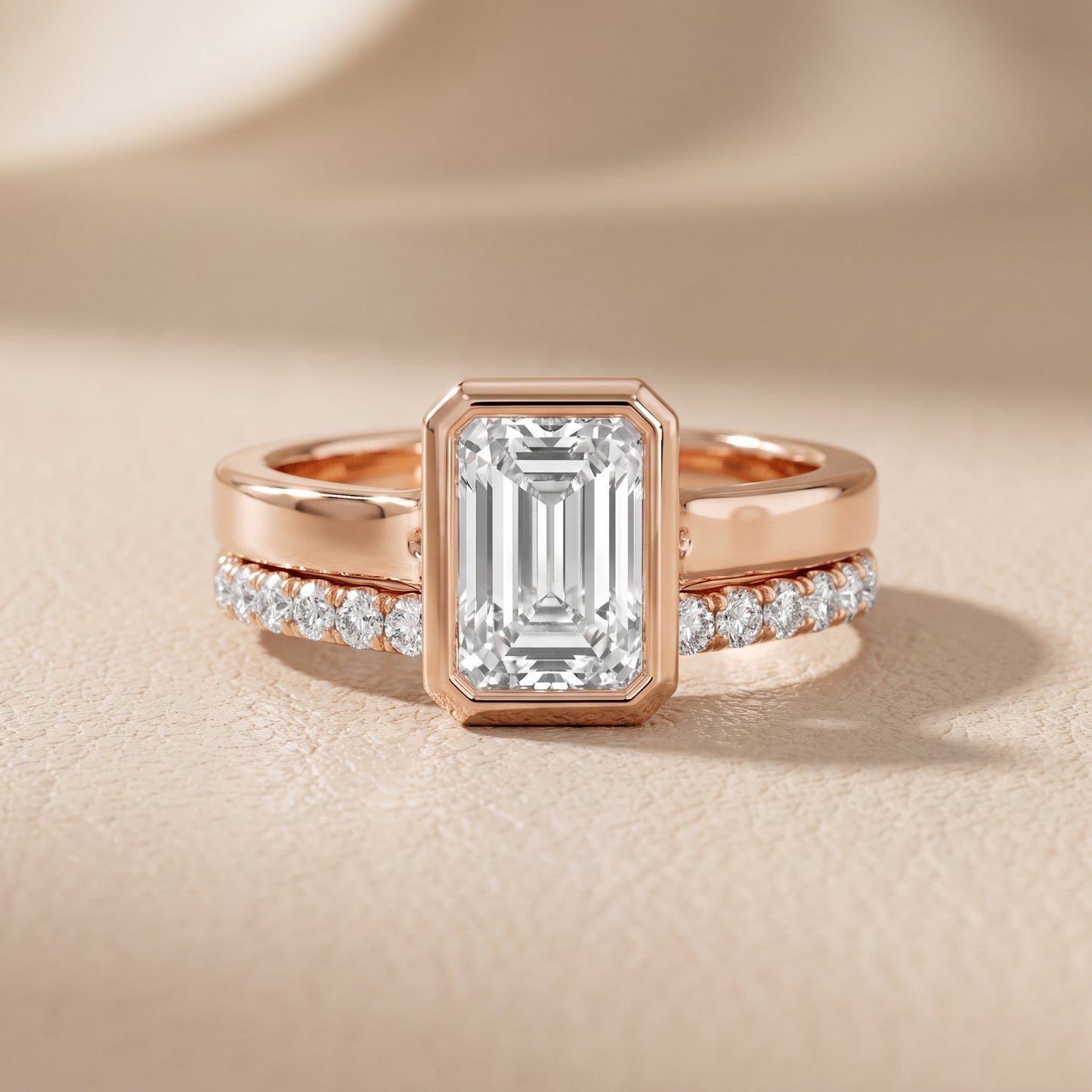 Ayla Bezel Bypass Emerald Diamond Ring in Rose Gold - front.jpg