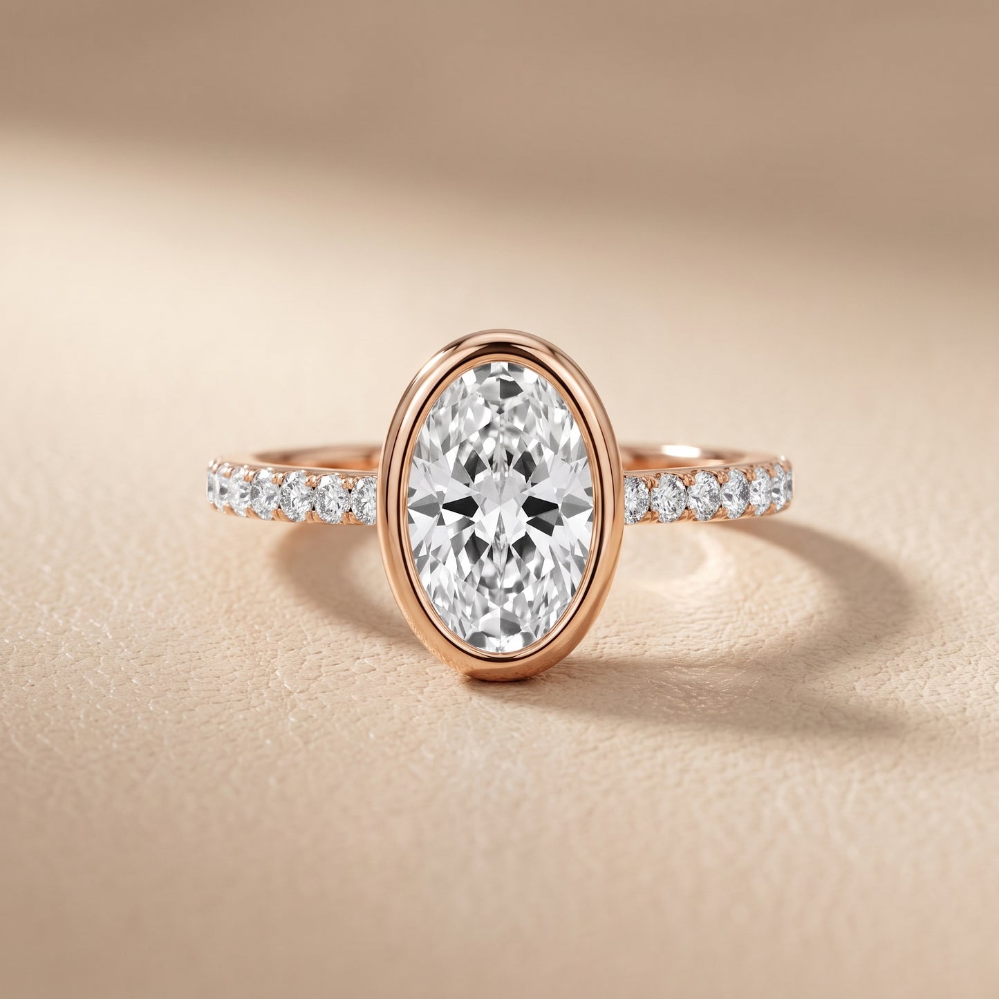 Cora Bezel Pavé Oval Diamond Ring in Rose Gold - front.jpg