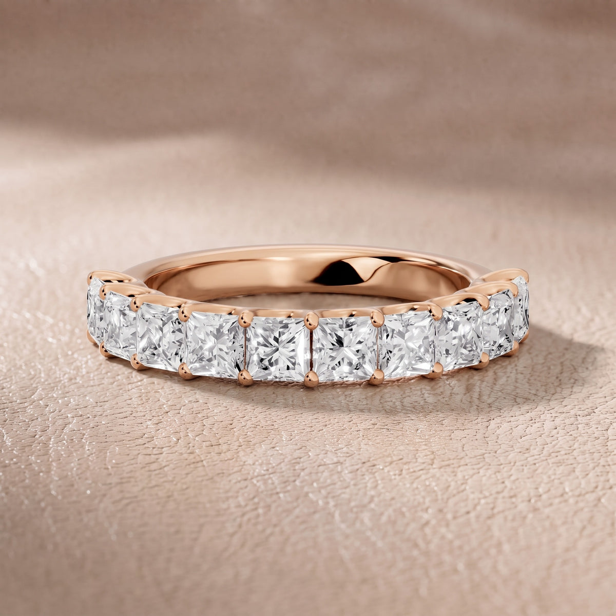 Miranda Shared Prong Princess Diamond Half Eternity Band in Rose Gold - front.jpg