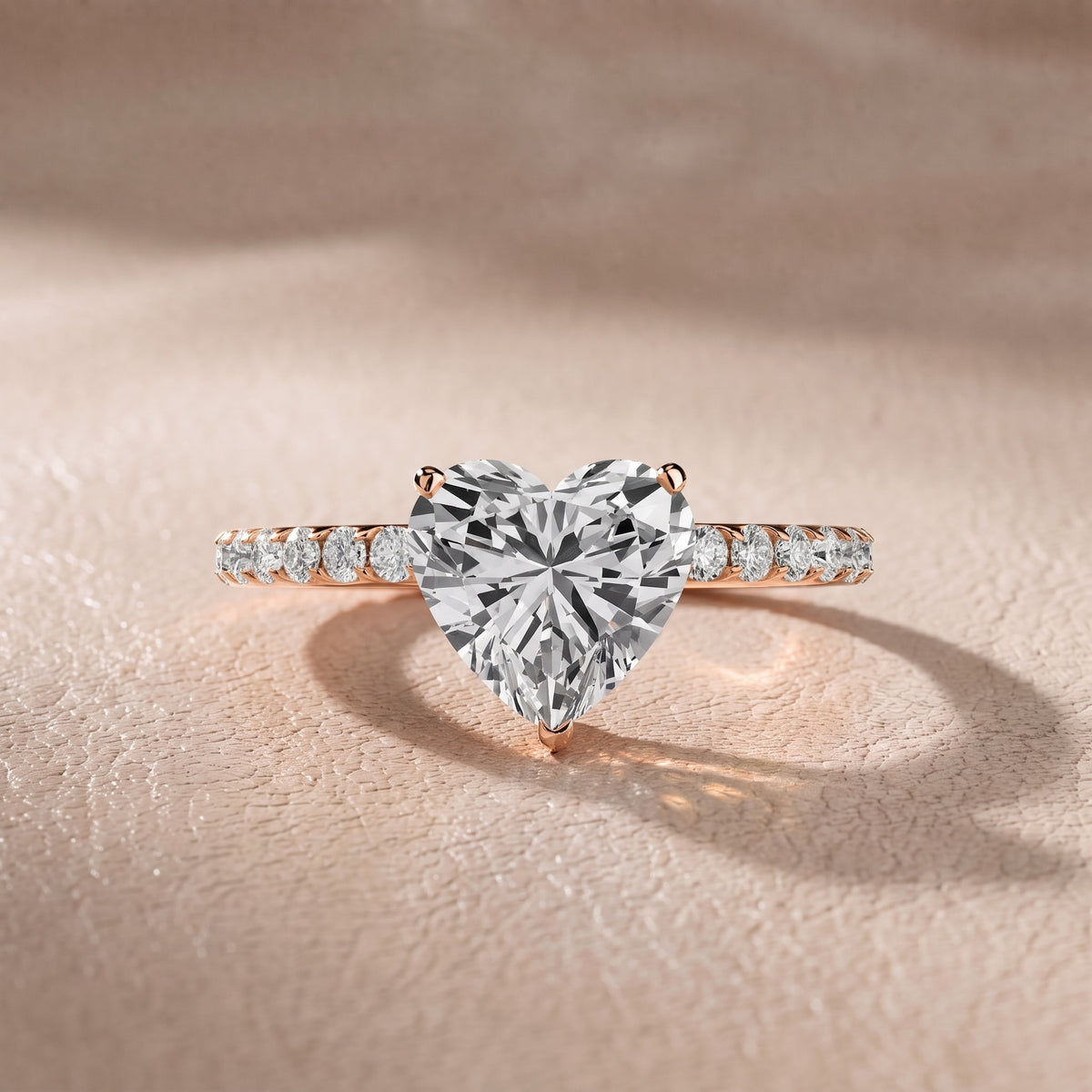Juna French Pavé Solitaire Heart Diamond Engagement Ring in Rose Gold - front.jpg
