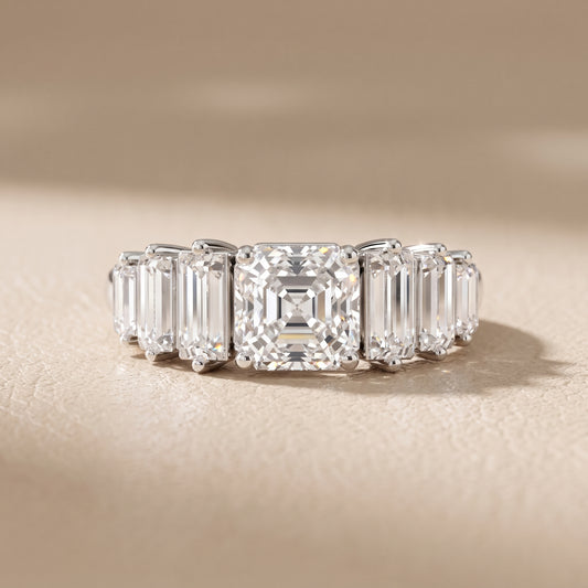 Mara Sidestone Baguette Accent Asscher Diamond Engagement Ring in White Gold - front.jpg