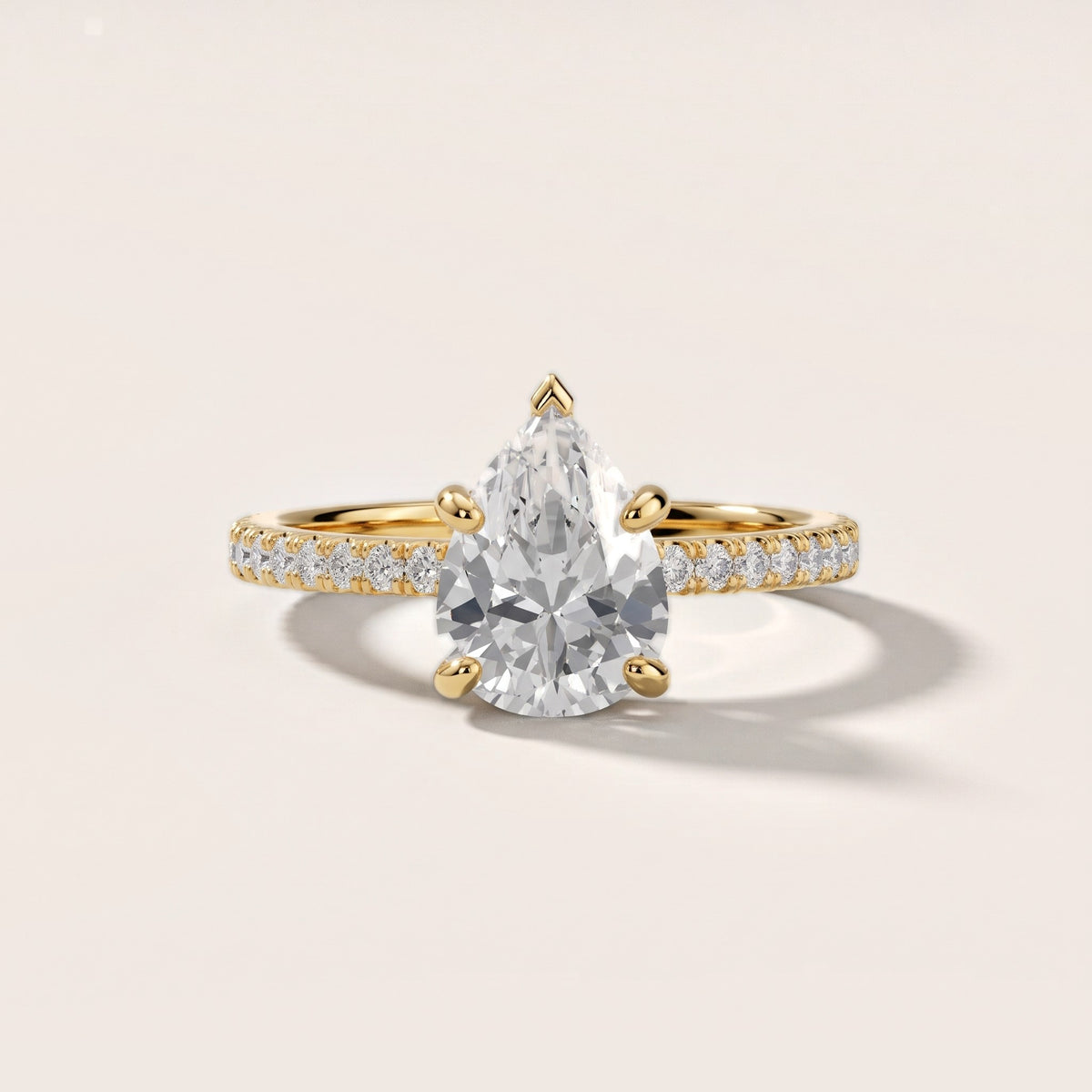 Beth Hidden Halo Pavé Pear Diamond Engagement Ring in Yellow Gold - front.jpg