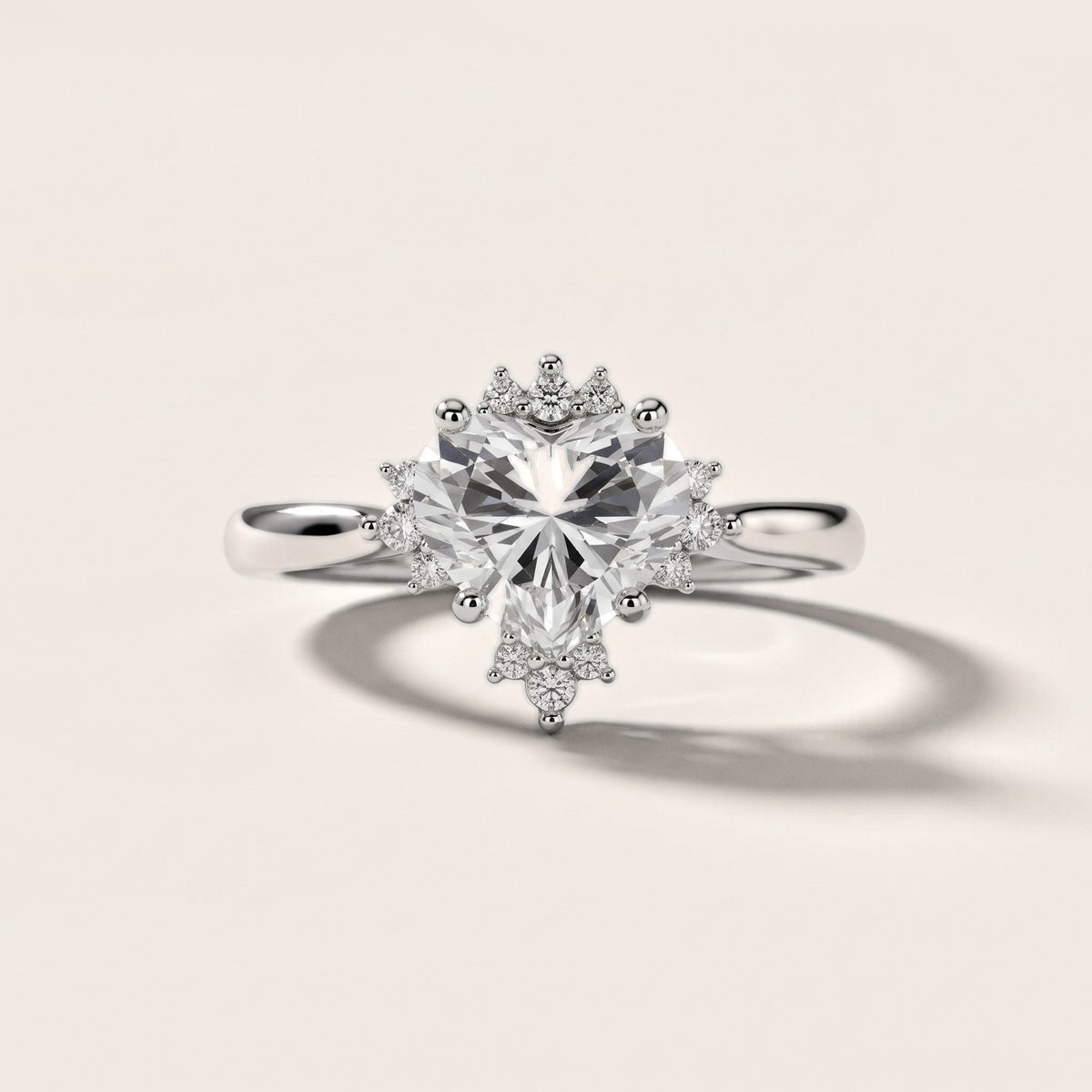 Linden Starburst Cluster Heart Diamond Engagement Ring in Silver - front.jpg