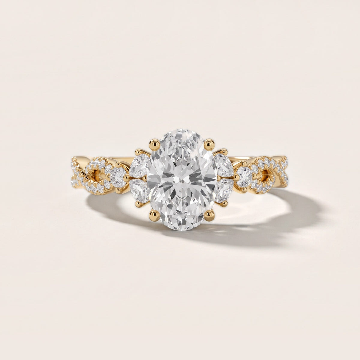 Neva Infinity Twist Oval Diamond Engagement Ring in Yellow Gold - front.jpg