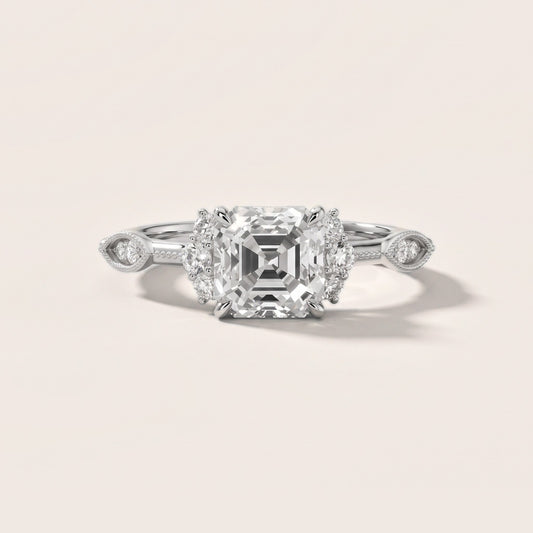 Naomi Vintage Milgrain Asscher Diamond Engagement Ring in Platinum [studio-20261024]