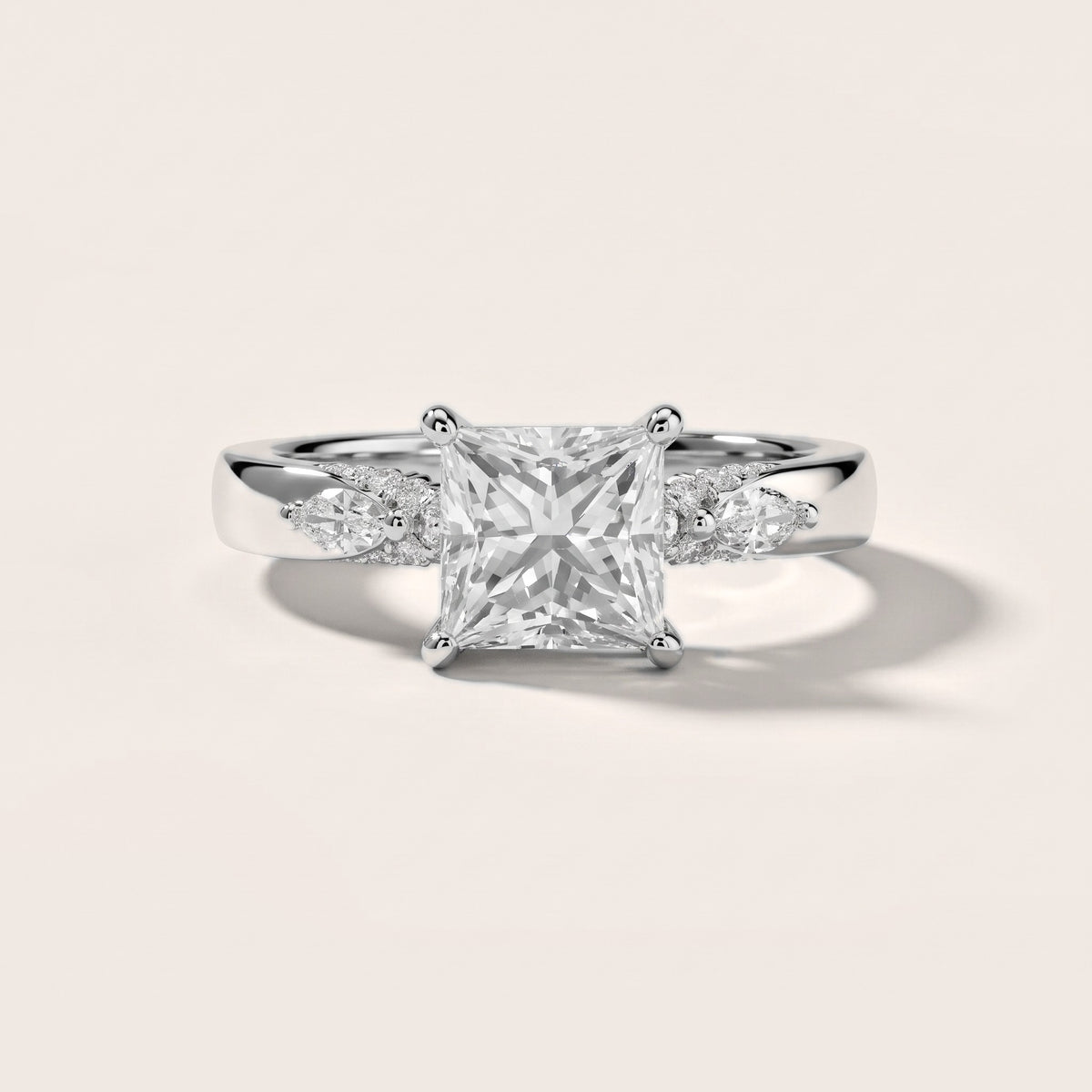 Tahoe Marquise-Side Pavé Princess Diamond Engagement Ring in Silver - front.jpg