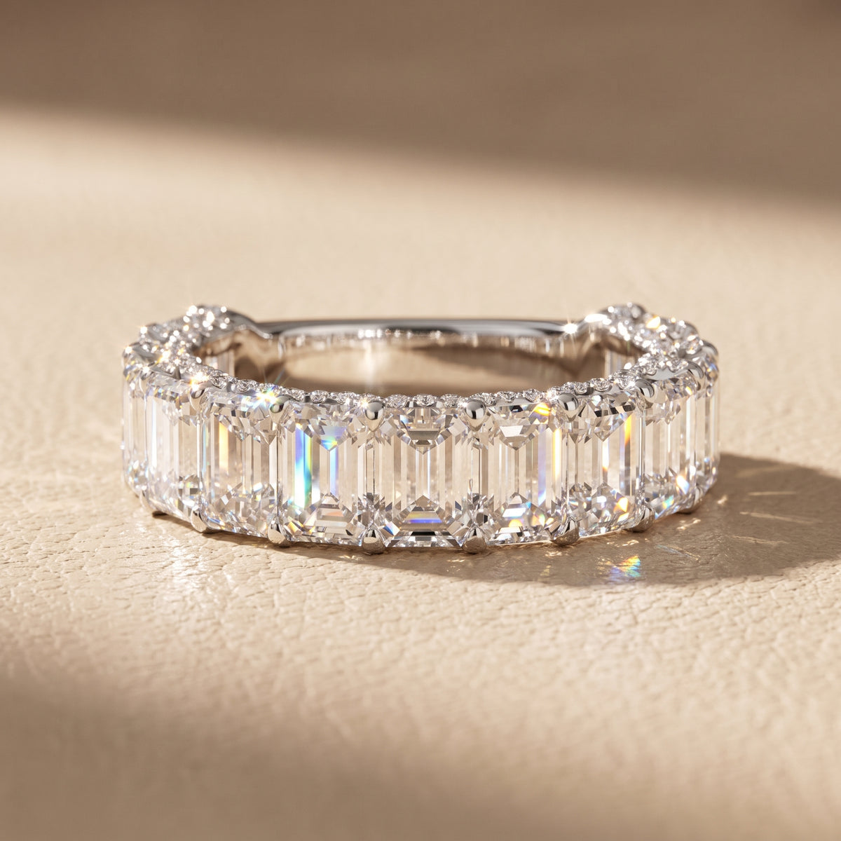 Tia Pavé Emerald Diamond Half Eternity Band in White Gold - front.jpg