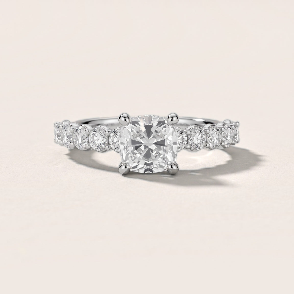 Sterling Statement Pavé Cushion Diamond Engagement Ring in Silver - front.jpg