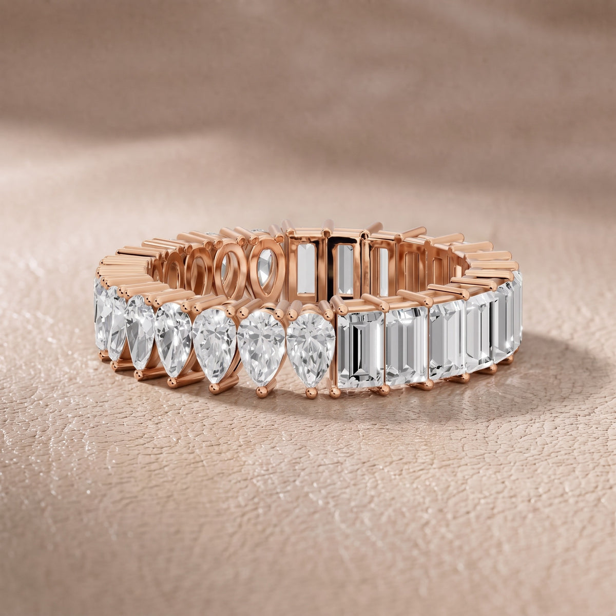 Harriet Shared Prong Pear & Baguette Diamond Eternity Band in Rose Gold - front.jpg