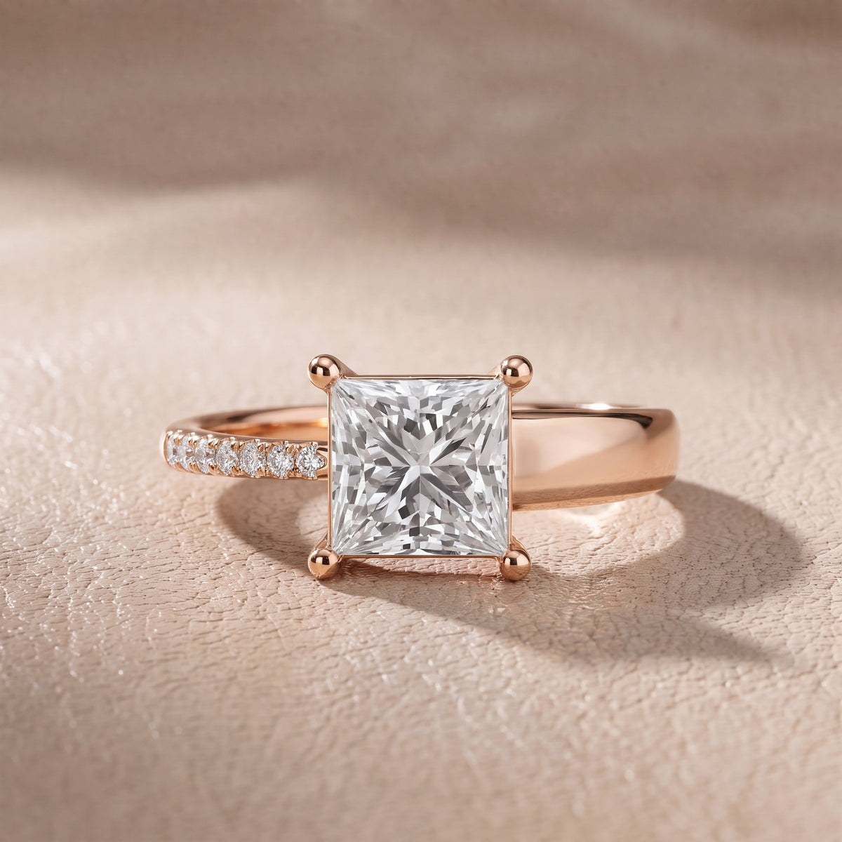 Rosie Solitaire Basket Princess Diamond Engagement Ring in Rose Gold - front.jpg
