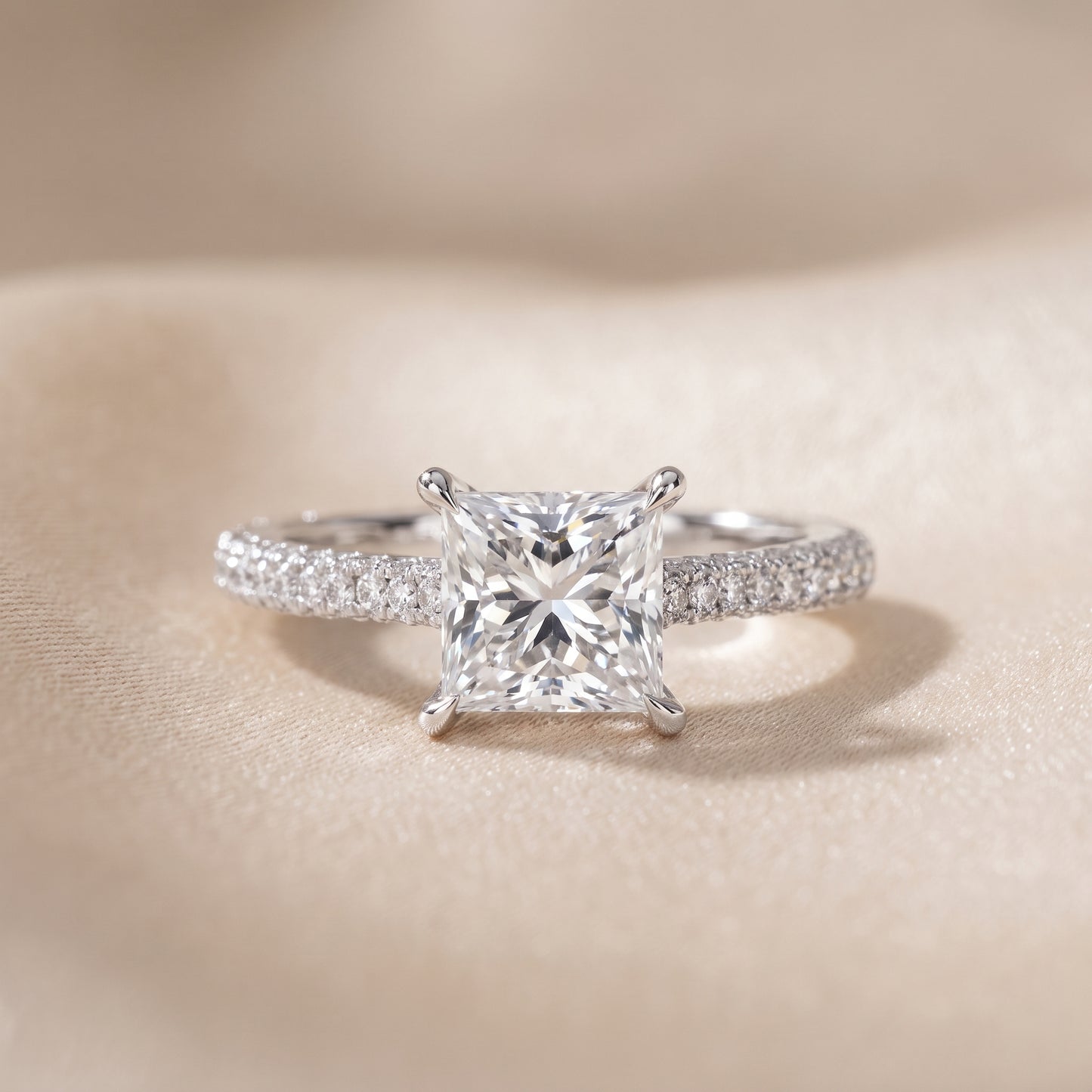 Della Hidden Halo Pavé Princess Diamond Engagement Ring in White Gold - front.jpg