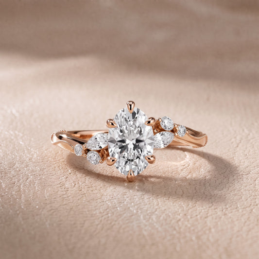 Joanna Milgrain Twist Oval Diamond Engagement Ring in Rose Gold - front.jpg