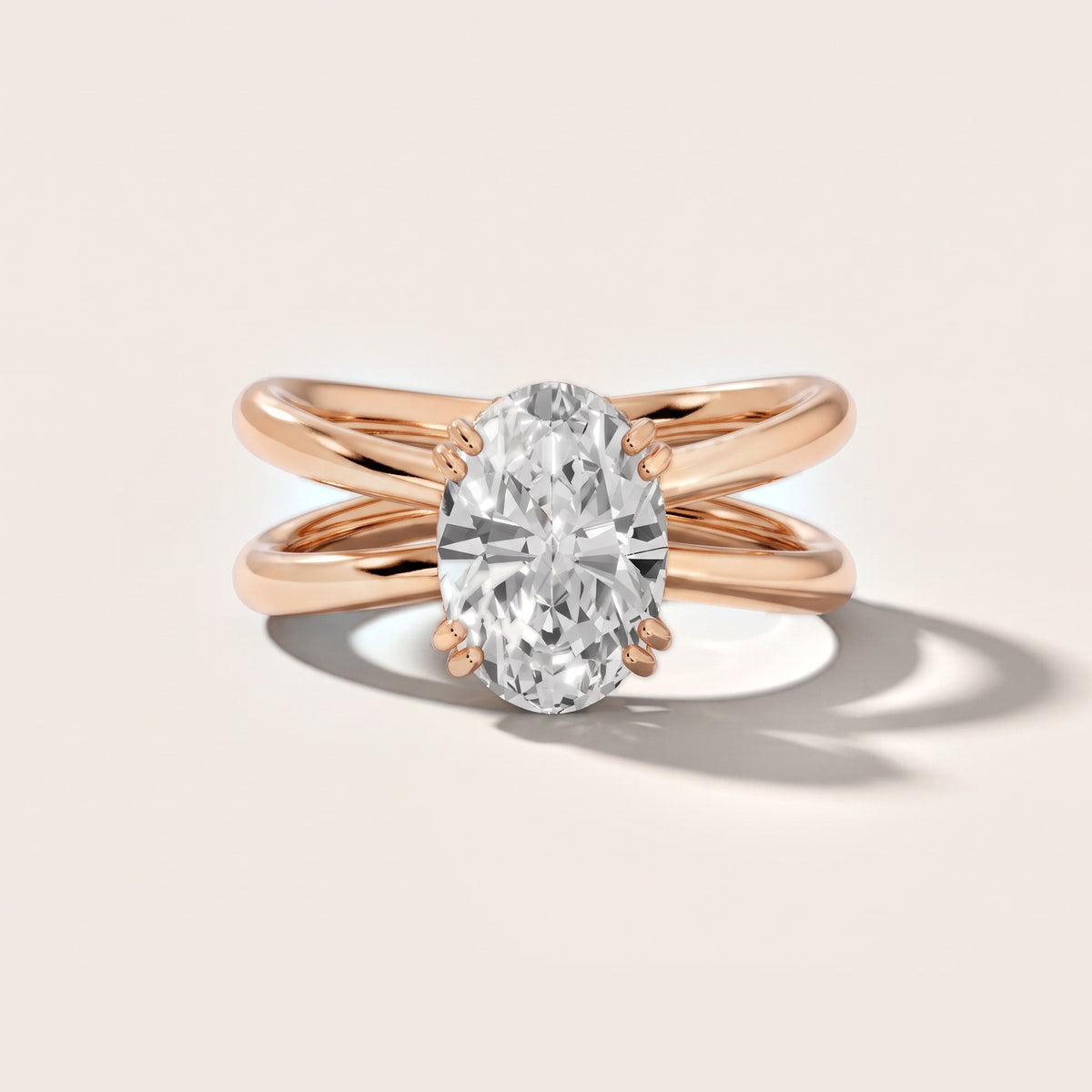 Yvonne Crossover Solitaire Oval Diamond Engagement Ring in Rose Gold - front.jpg