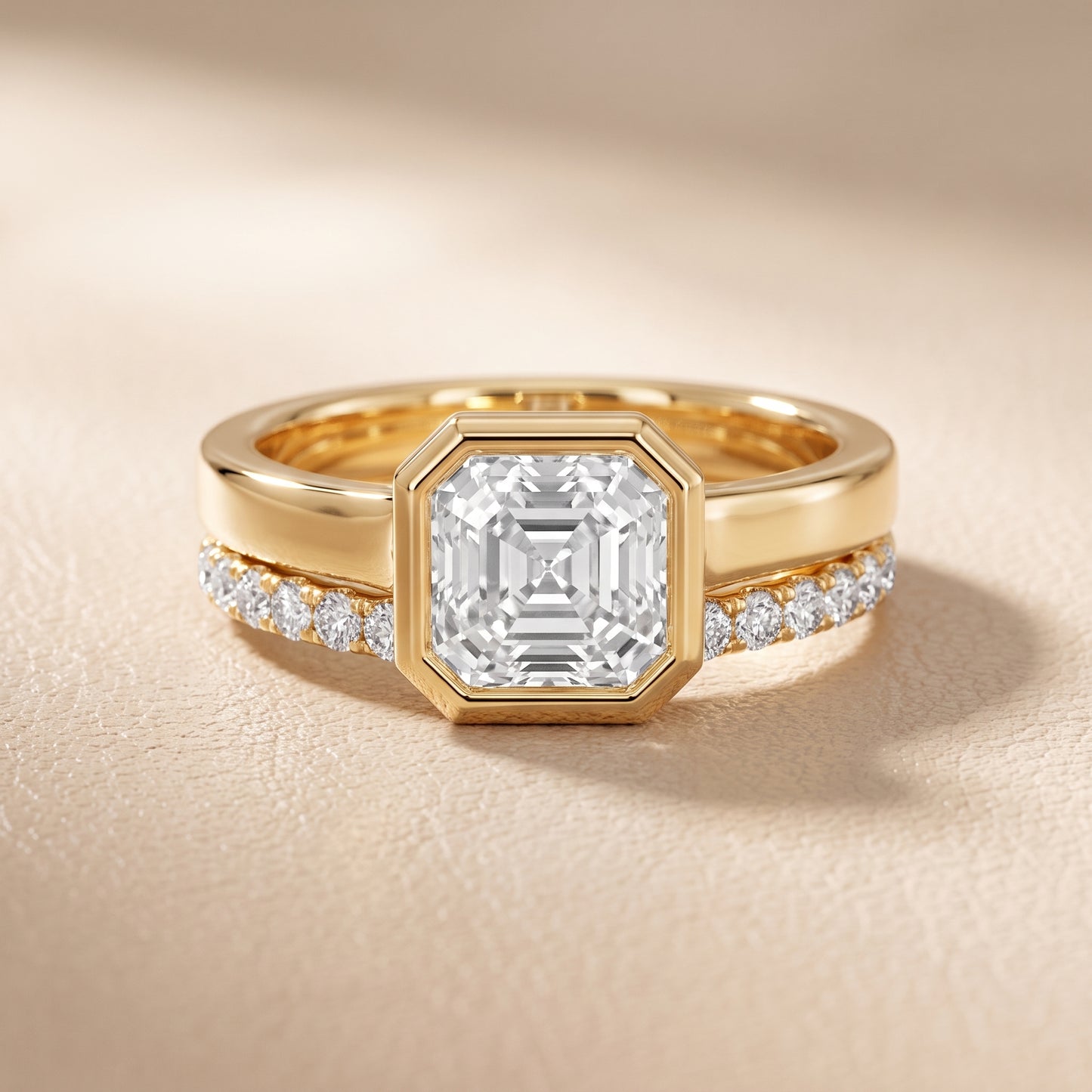 Ayla Bezel Bypass Asscher Diamond Ring in Yellow Gold - front.jpg