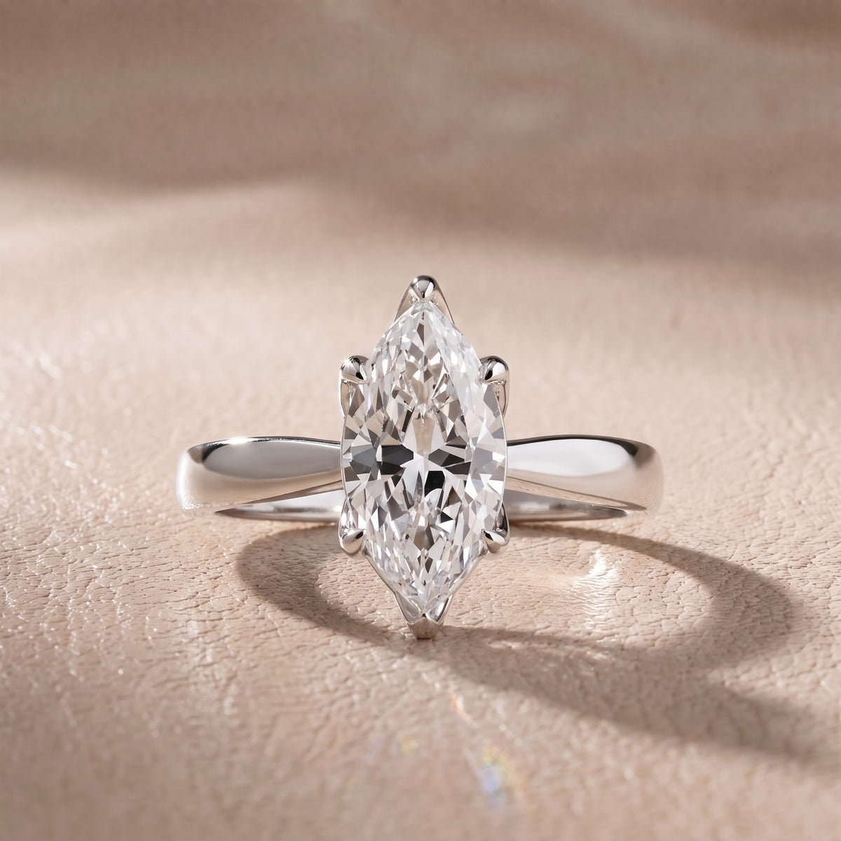Lucia Solitaire Six-Prong Marquise Diamond Engagement Ring in White Gold - front.jpg