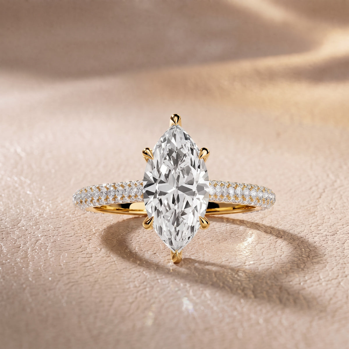 Elisa Hidden Halo Pavé Marquise Diamond Engagement Ring in Yellow Gold - front.jpg