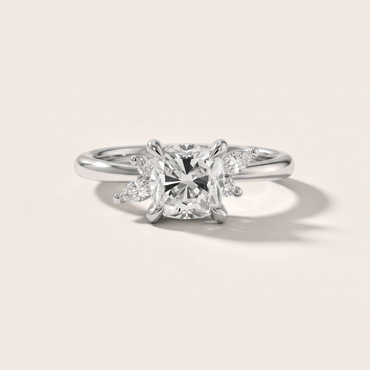 Billie Leaf Cluster Cushion Diamond Engagement Ring in Silver - front.jpg