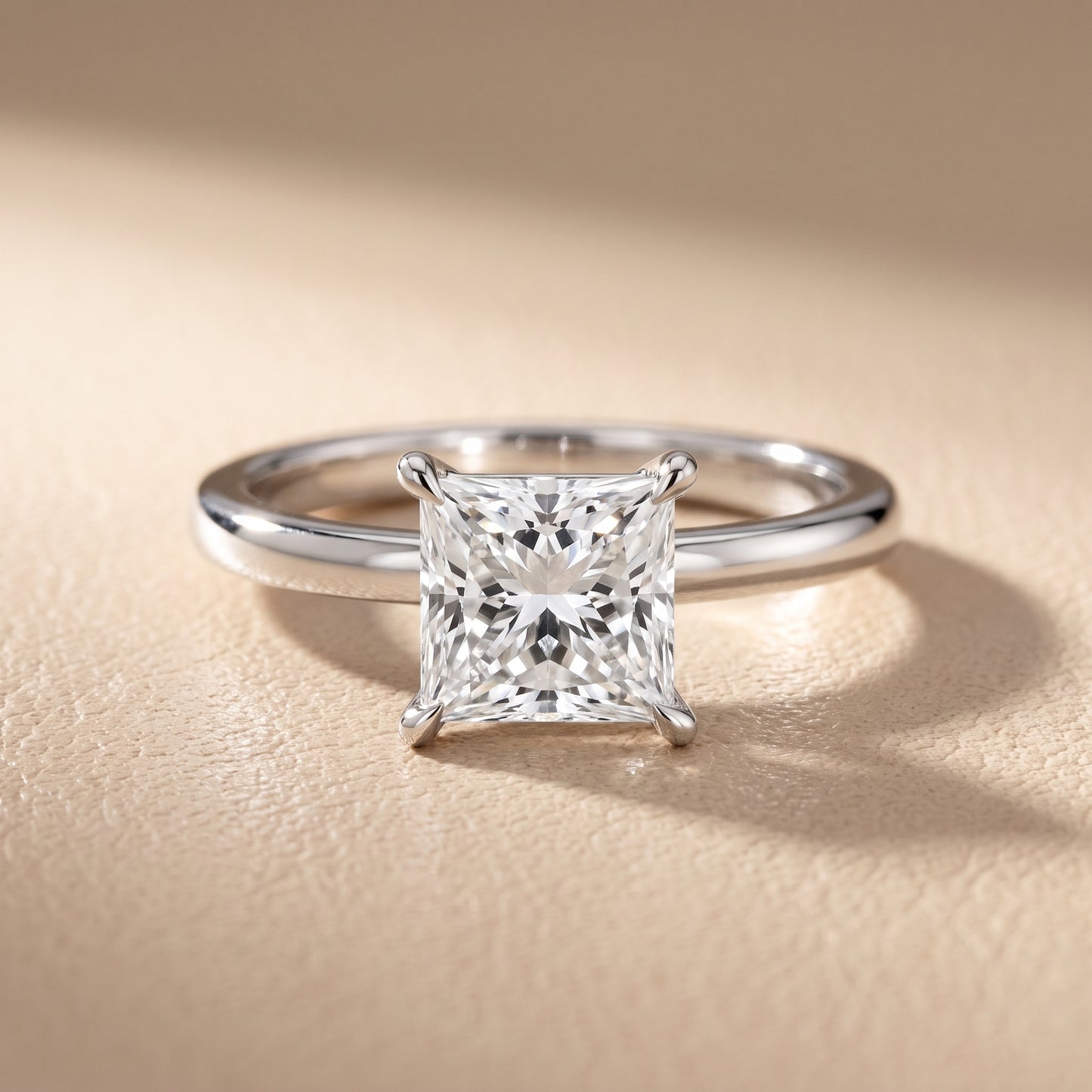 Lyla Petite Solitaire Princess Diamond Engagement Ring in Silver - front.jpg
