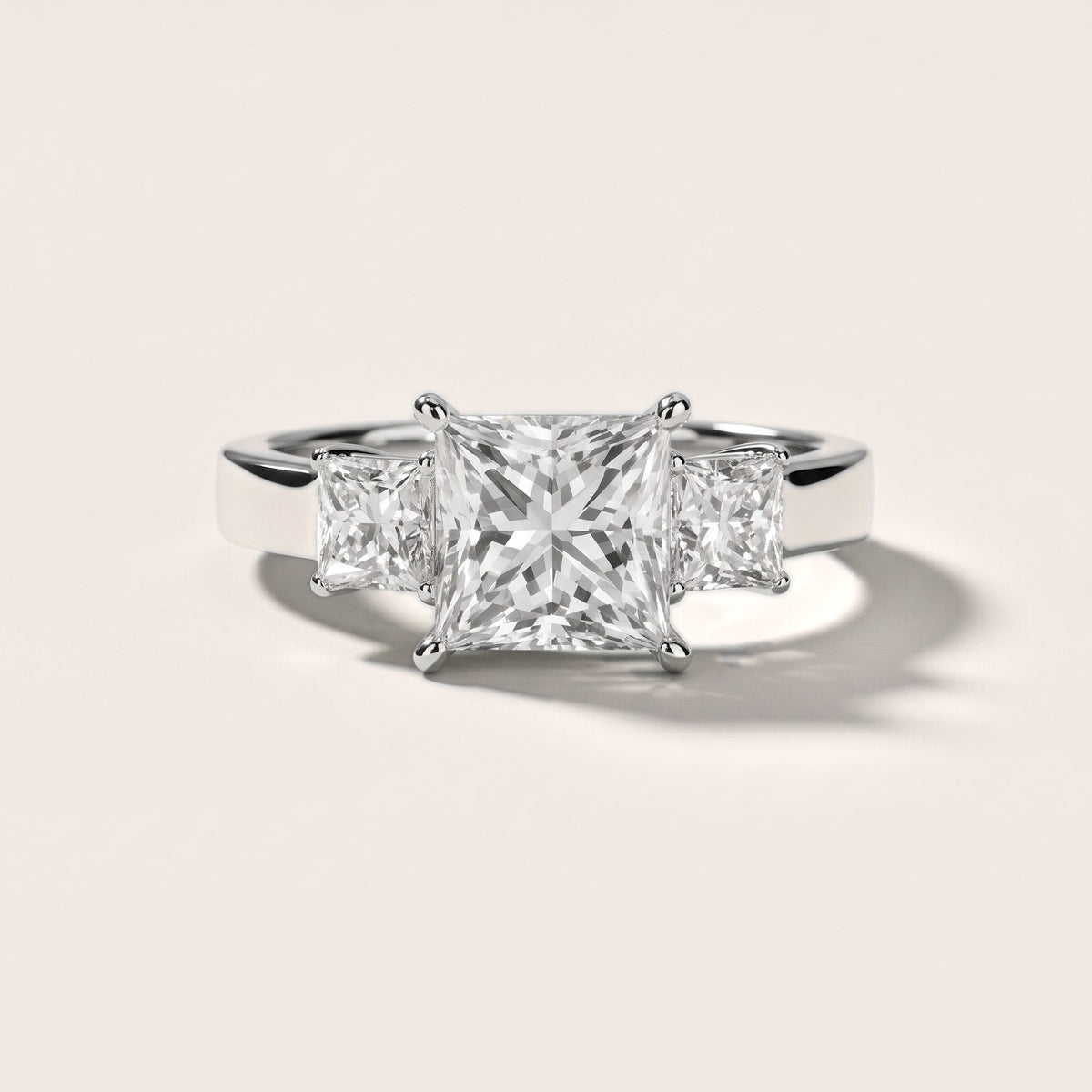 Lettie Three-Stone Princess Diamond Engagement Ring in Silver - front.jpg