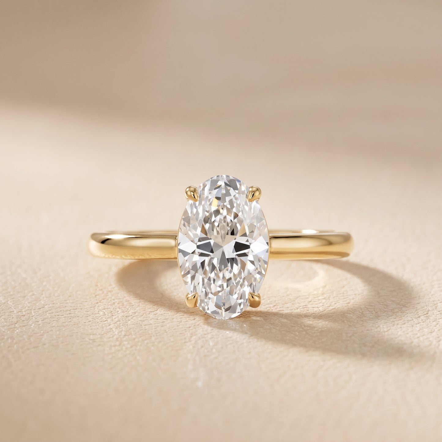 Sadie Cathedral Solitaire Oval Diamond Ring in Yellow Gold - front.jpg