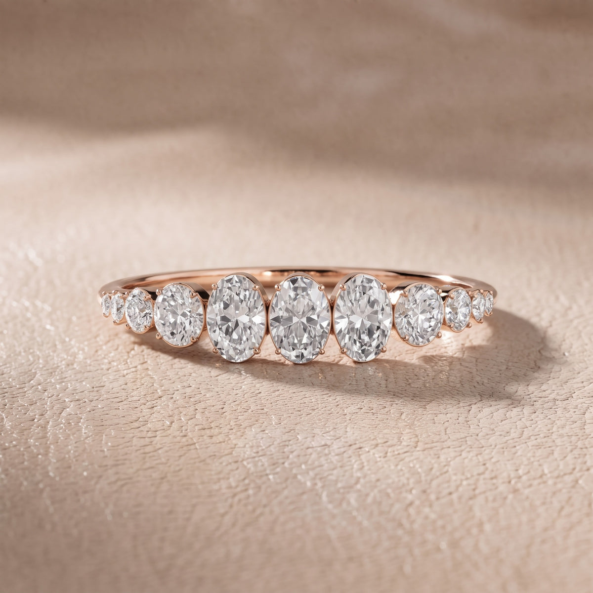 Henrietta Riviera Oval & Round Diamond Wedding Band in Rose Gold - front.jpg