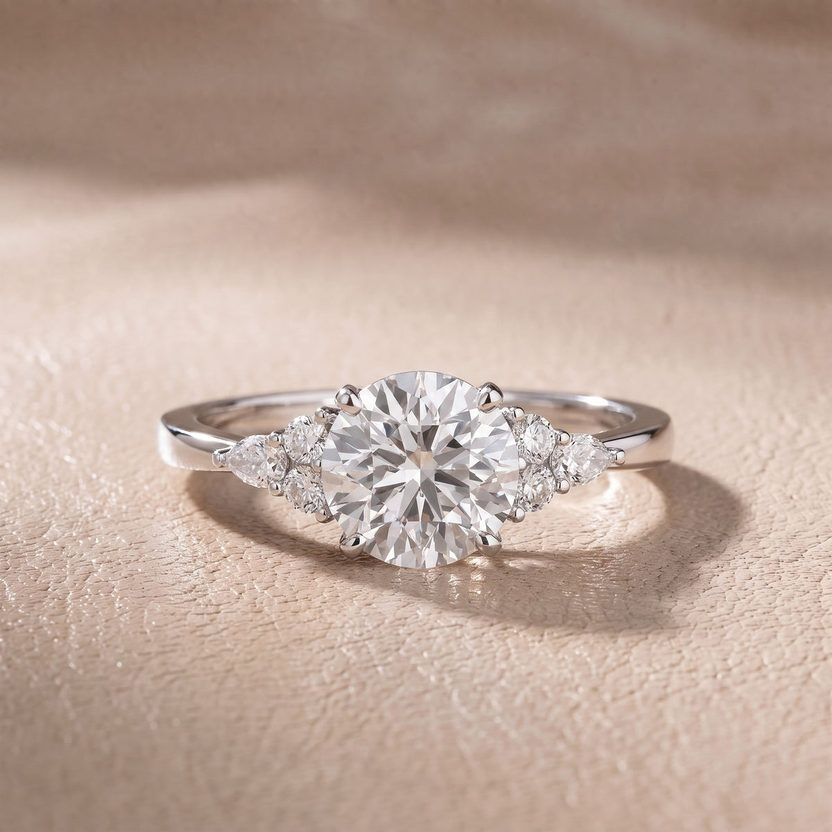 Amelia Three Stone Round Diamond Engagement Ring in White Gold - front.jpg