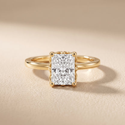 Radiant Cut Lab Grown Diamond Engagement Ring in Yellow Gold