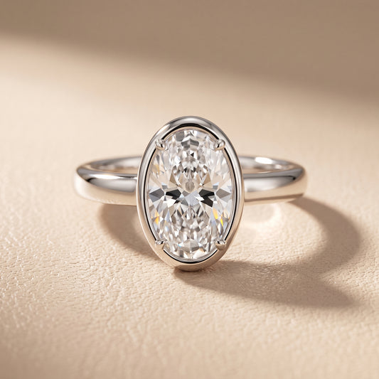 Alina Bezel Solitaire Oval Diamond Ring in White Gold - front.jpg