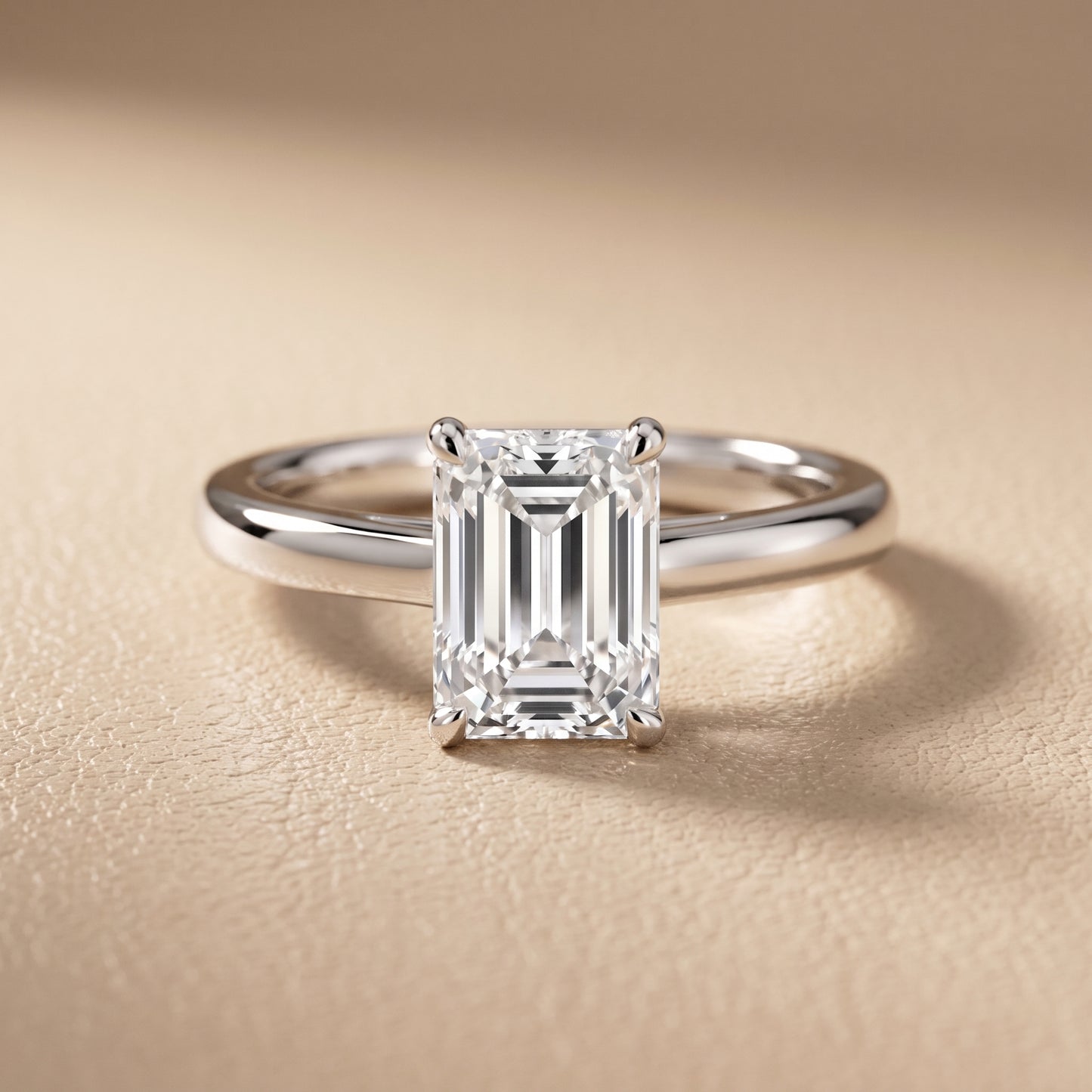 Sadie Cathedral Solitaire Emerald Diamond Ring in Platinum - front.jpg