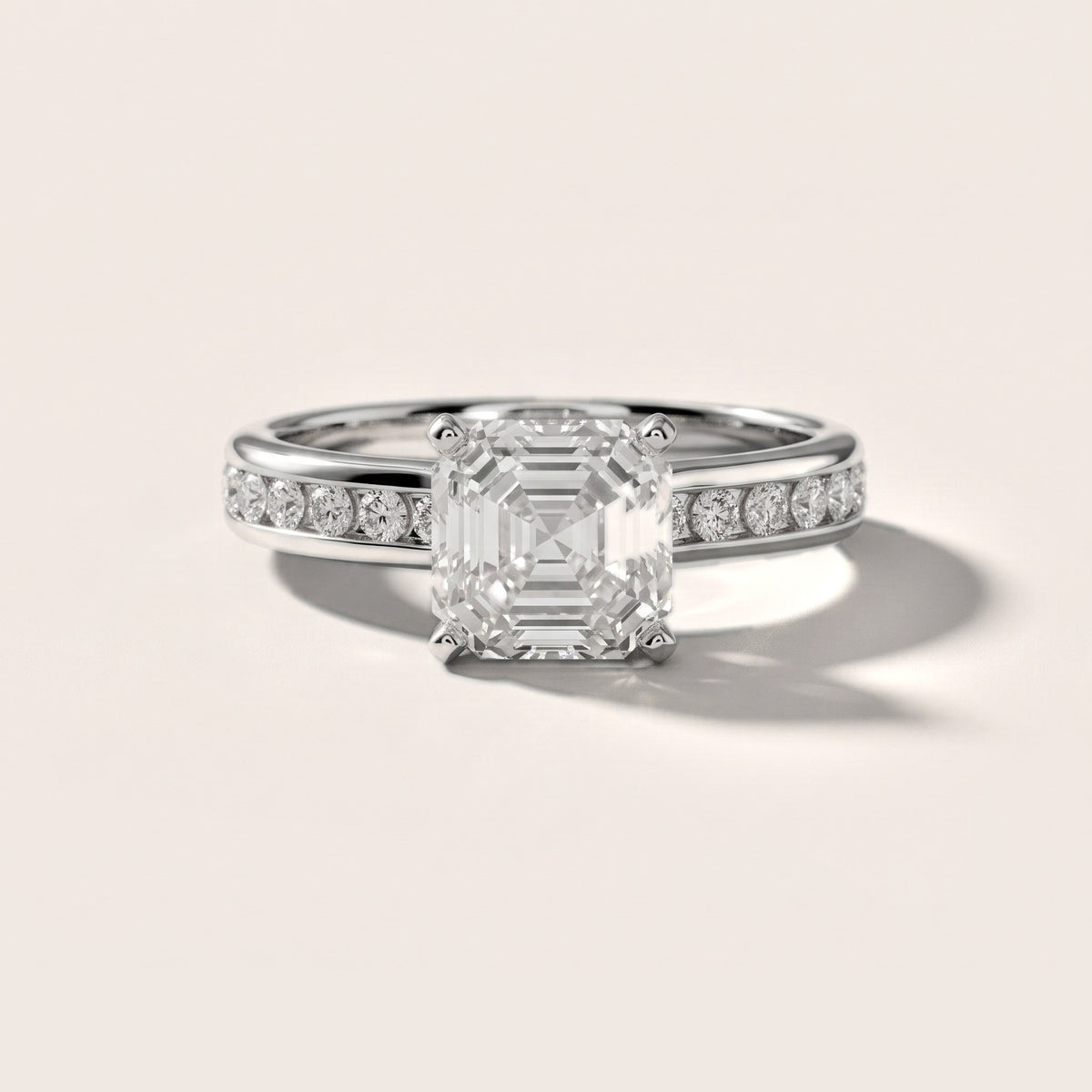 Avalon Channel Set Asscher Diamond Engagement Ring in Silver - front.jpg