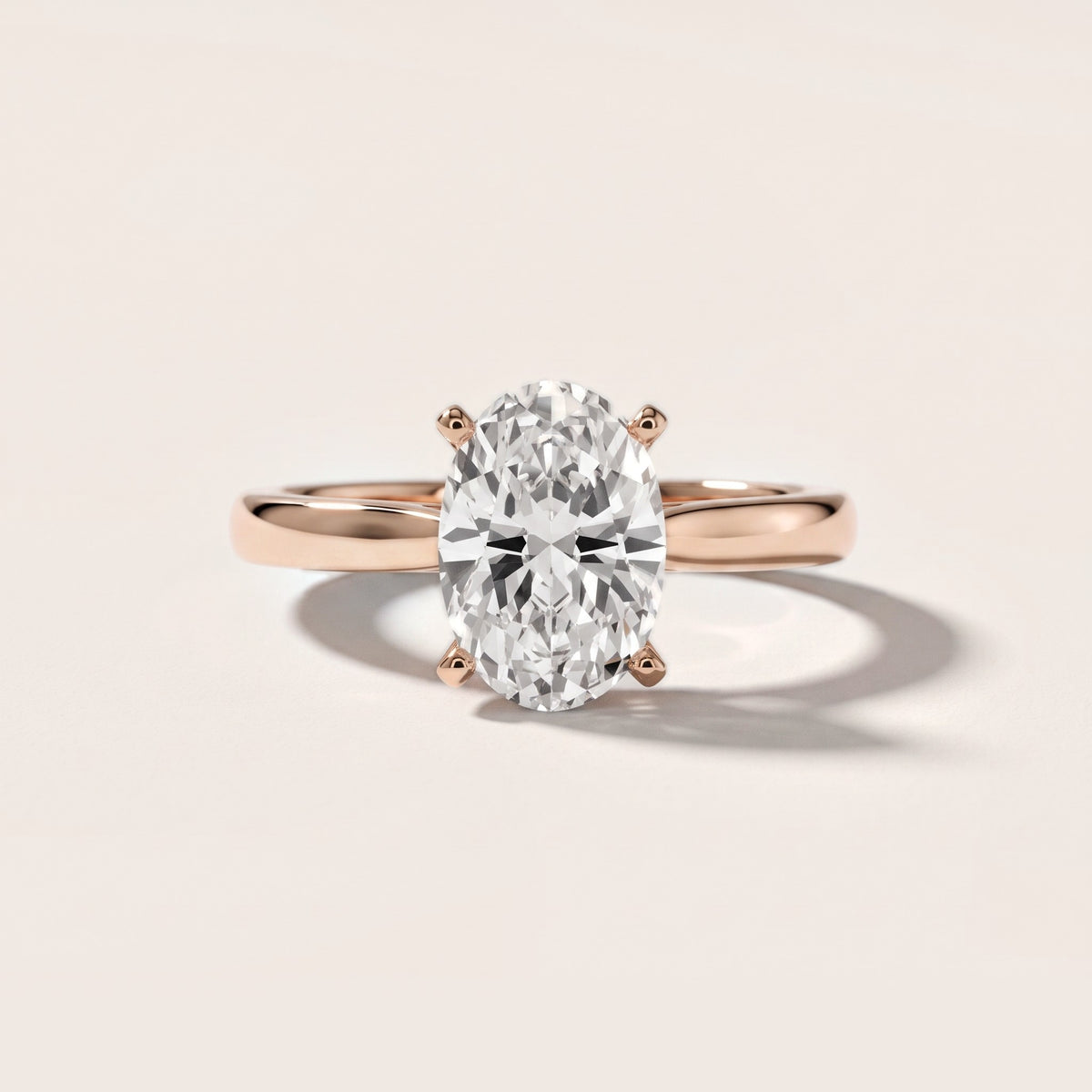Enid Solitaire Cathedral Oval Diamond Engagement Ring in Rose Gold - front.jpg
