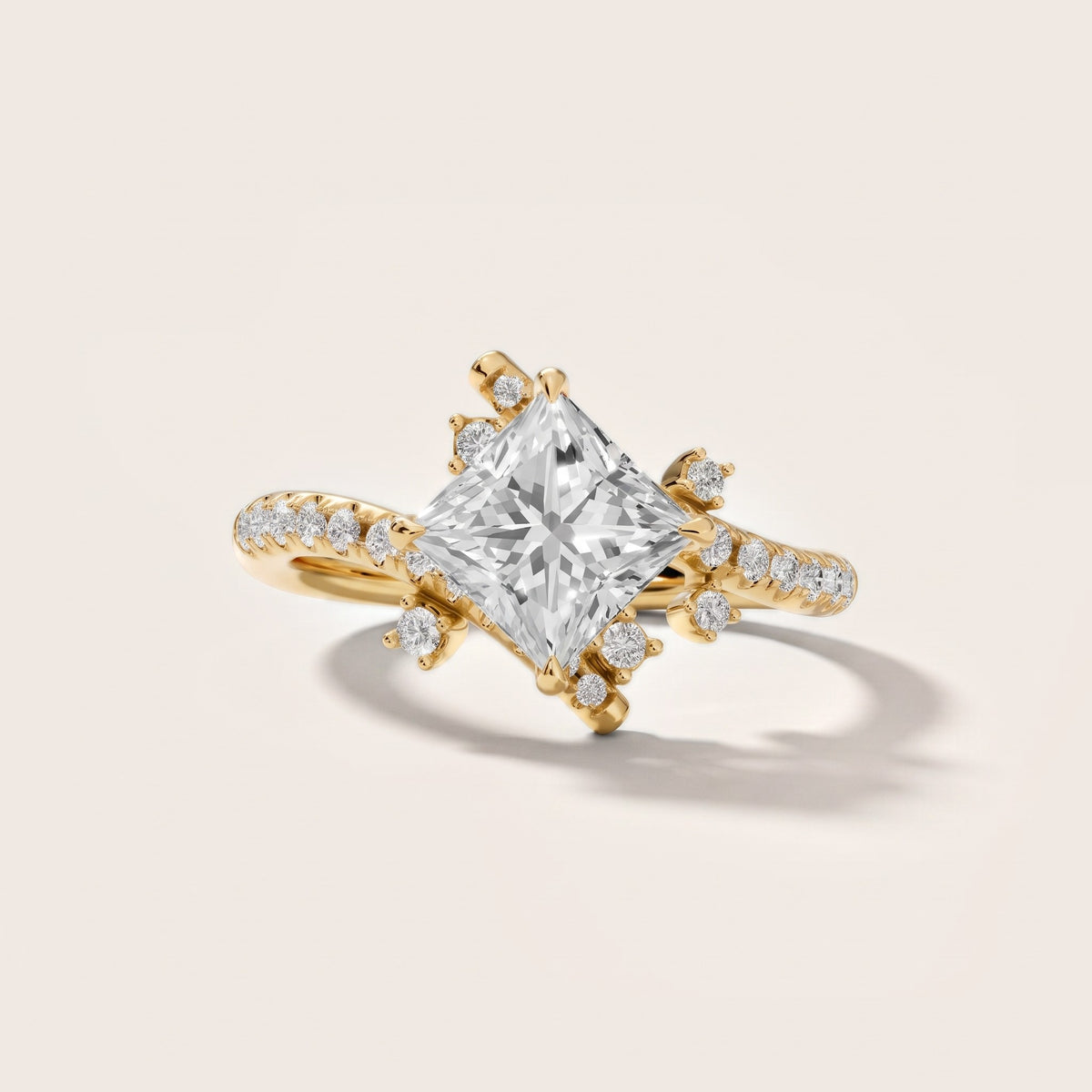 Agnes Bypass Pavé Princess Diamond Engagement Ring in Yellow Gold - front.jpg