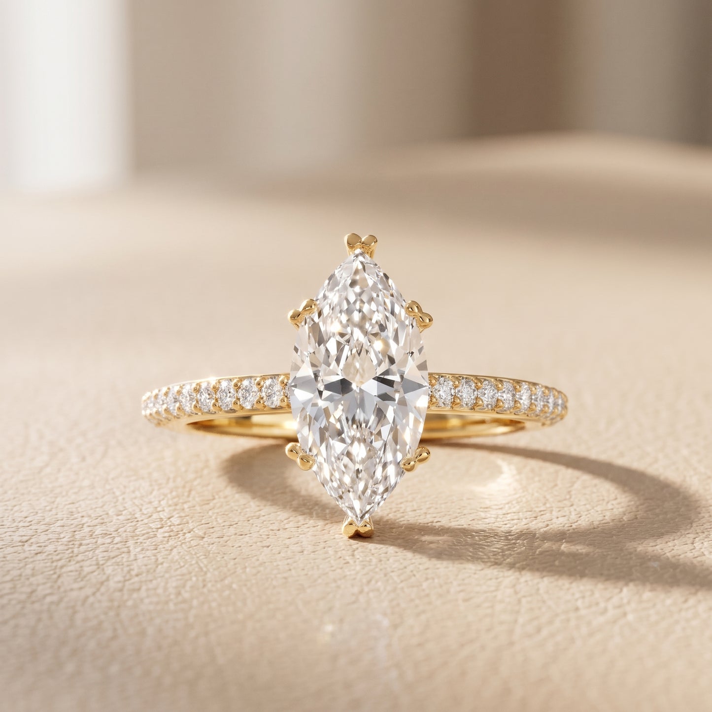 Violet Hidden Halo Pavé Marquise Diamond Ring in Yellow Gold - front.jpg