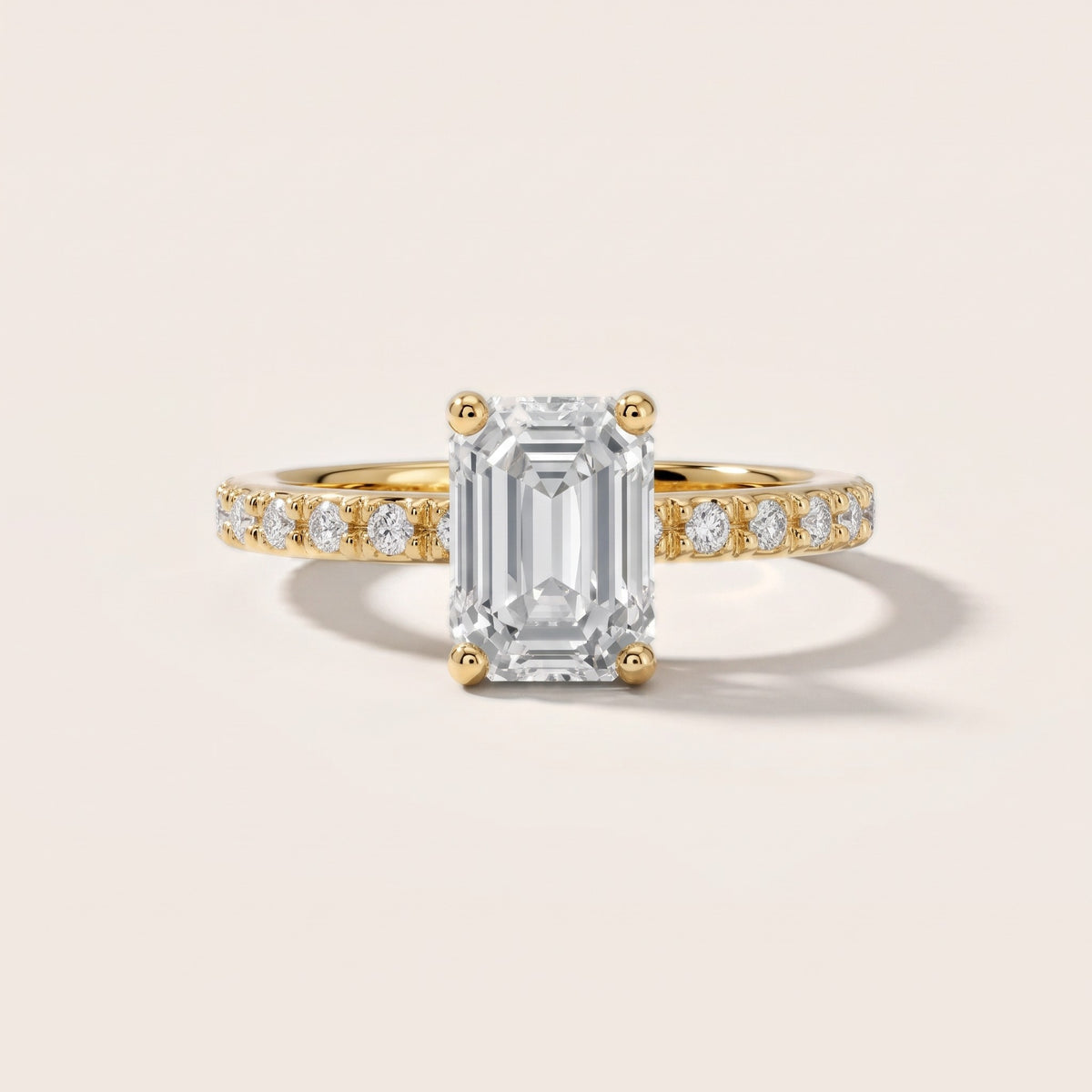 Autumn Statement Pavé Emerald Diamond Engagement Ring in Yellow Gold - front.jpg
