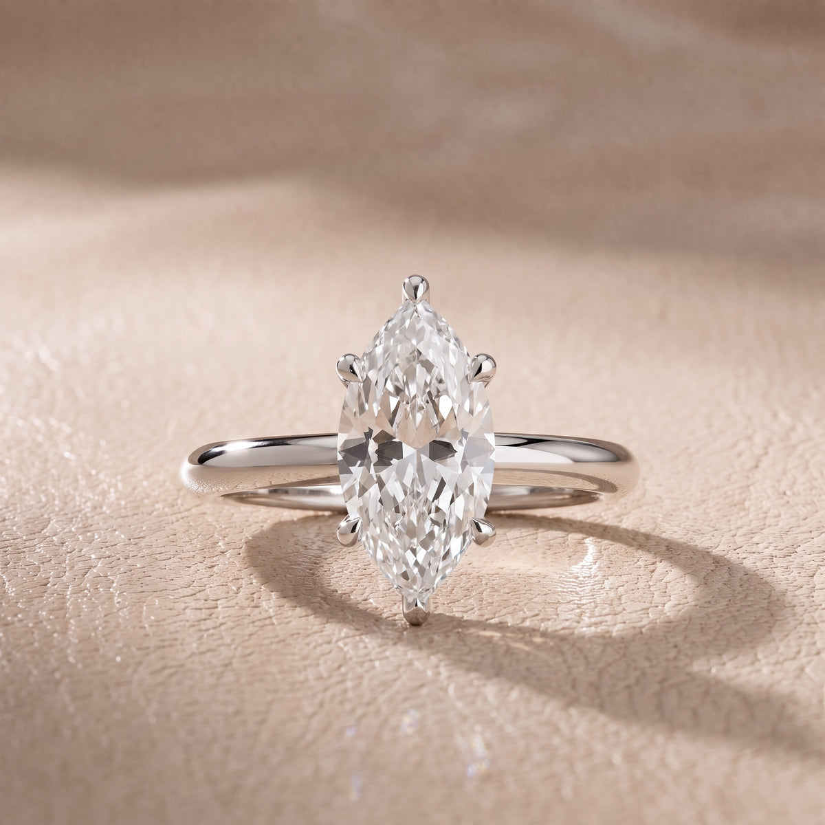 Amaya Hidden Halo Marquise Diamond Engagement Ring in Silver - front.jpg