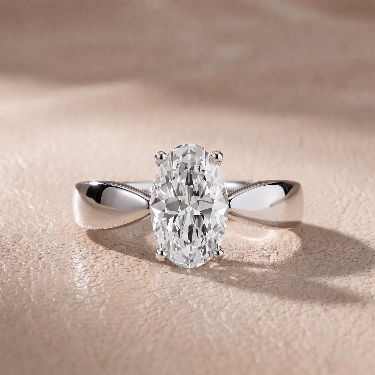 Talia Solitaire Twist Oval Diamond Engagement Ring in Silver - front.jpg