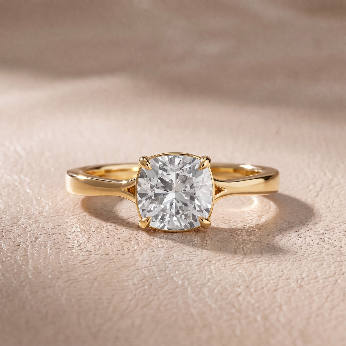 Evangeline Trellis Solitaire Cushion Diamond Engagement Ring in Yellow Gold - front.jpg