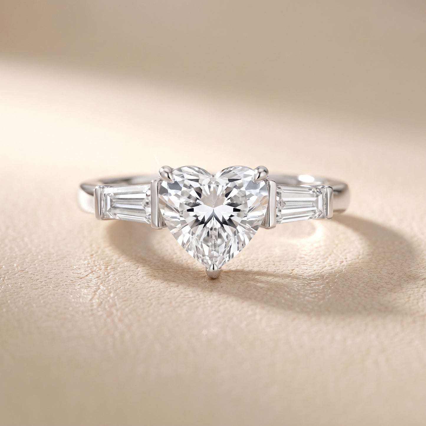 Zelda Tapered Baguette Heart Diamond Engagement Ring in White Gold - front.jpg