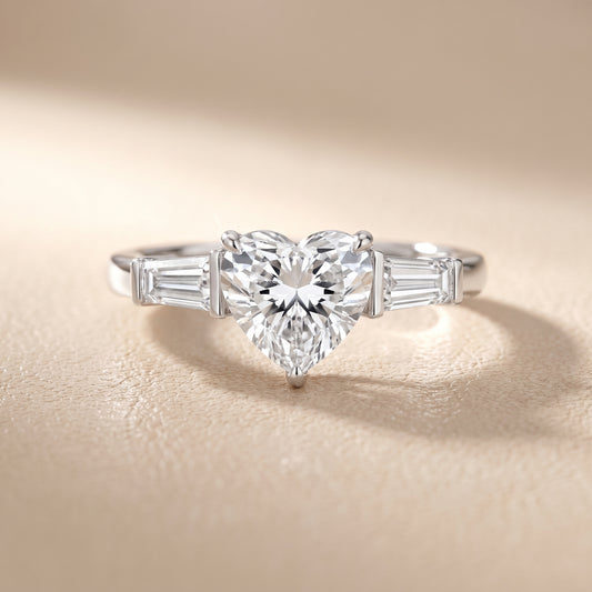 Zelda Tapered Baguette Heart Diamond Engagement Ring in White Gold - front.jpg