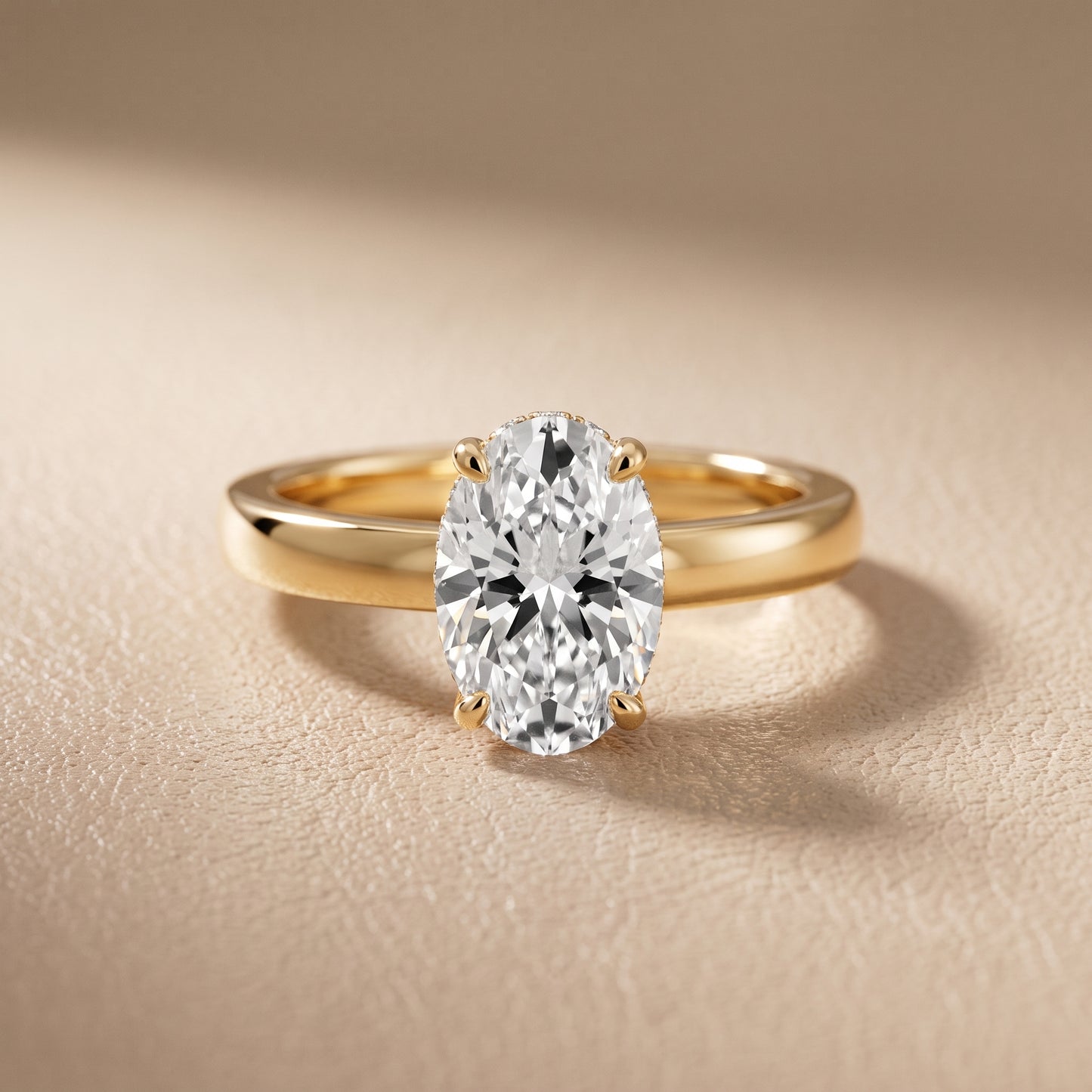 Lara Hidden Halo Oval Diamond Engagement Ring in Yellow Gold - front.jpg