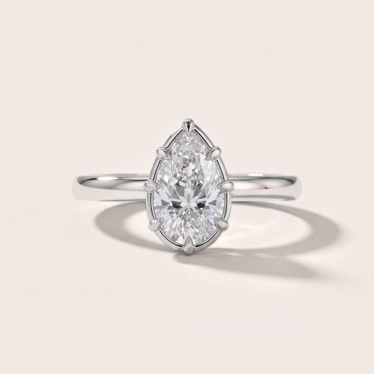 Montauk Crown Solitaire Pear Diamond Engagement Ring in Silver - front.jpg