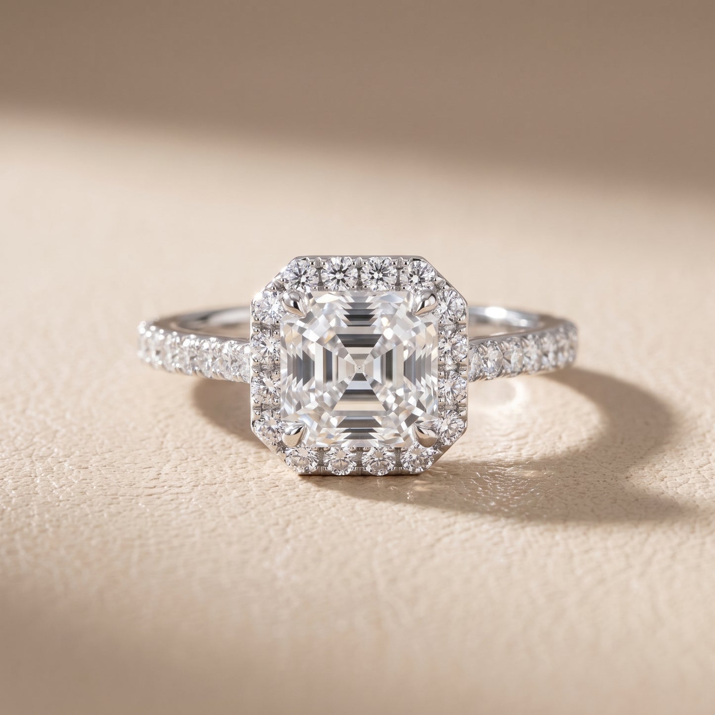 Willa Halo Micropavé Asscher Diamond Engagement Ring in Silver - front.jpg