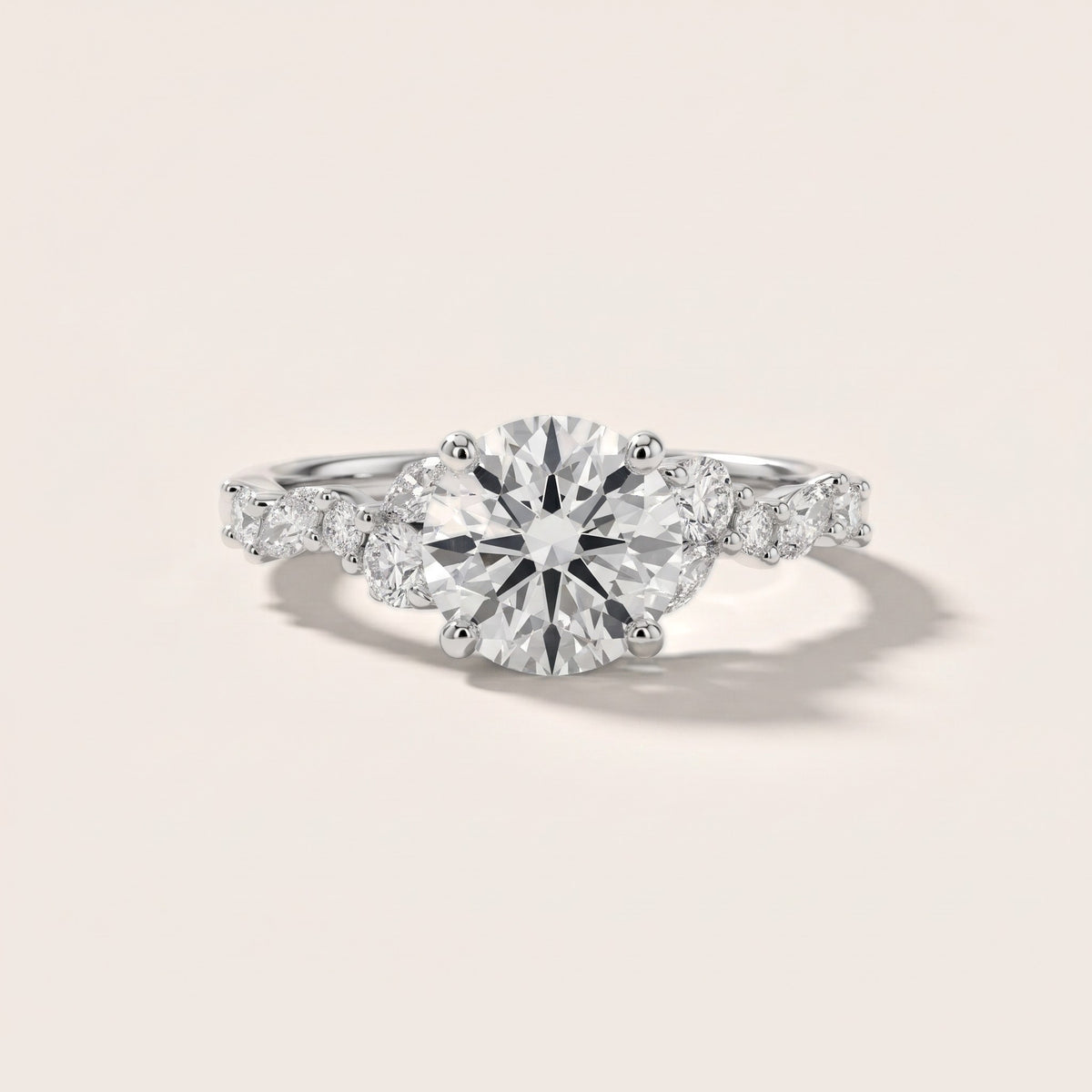 Mesa Vine Cluster Round Diamond Engagement Ring in Silver - front.jpg