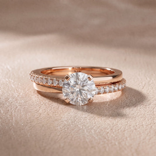 Edith Criss Cross Pavé Round Diamond Engagement Ring in Rose Gold - front.jpg